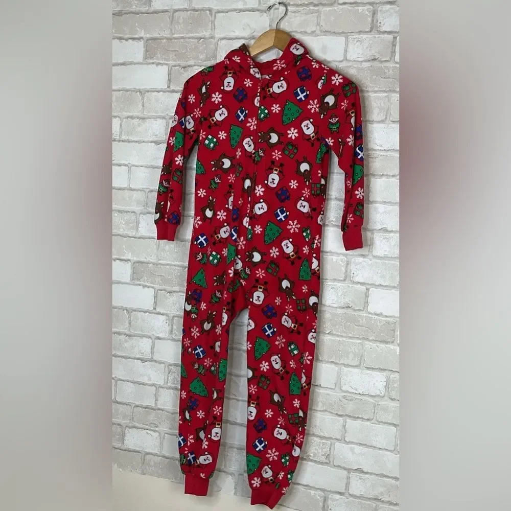 Kids Christmas The Children's Place Red Footie Pajamas Size 7/8